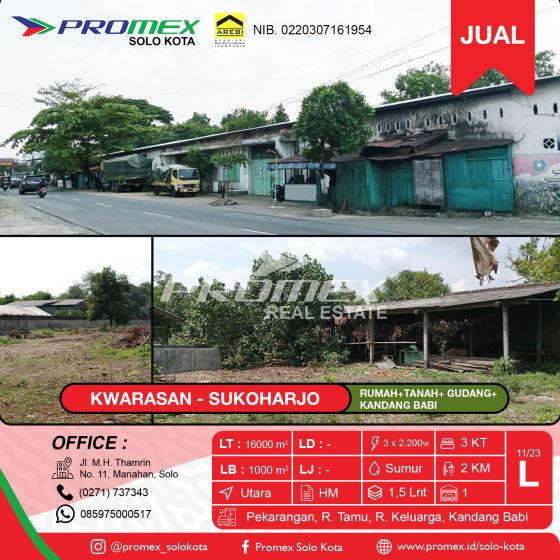 dijual-rumah-tanah-gudang-kandang-babi-di-kwarasan-sukoharjo