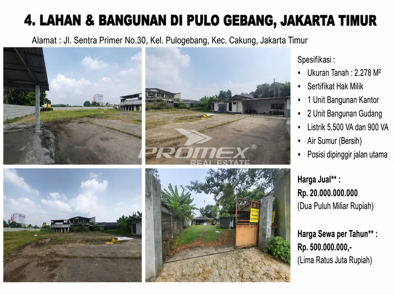DIJUAL EX POOL CNR - PULOGEBANG