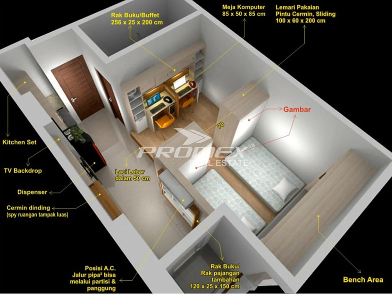 disewakan-kamar-apartemen-fasilitas-lengkap-dan-siap-huni-di-apartemen-green-park-yogyakarta