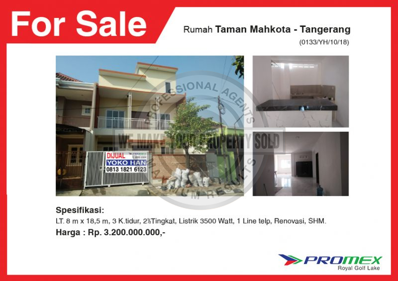 Dijual cepat Rumah Taman Mahkota Rawa Bokor